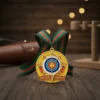 Medal featuring a bow and arrow, representing achievement in archery target competitions.