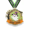 A Halloween-themed medal featuring spooky designs, awarded for completing a sprint event.