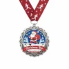 Christmas run medal depicting Santa in a running pose, celebrating festive athletic achievement.