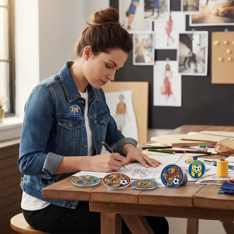 designer with soccer lapel pins
