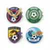 Four soccer team badges featuring the club logo, designed as collectible football club pins.