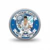 White belt warrior badge representing a beginner's achievement in jiu jitsu.