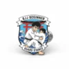 Badge depicting a beginner's guard stance in Brazilian Jiu-Jitsu, symbolizing foundational skills in the sport.