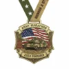 Army marathon medal featuring a military emblem and ribbon, symbolizing achievement in the Army run event.