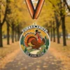 Medal featuring the words "Turkey Trot" for a 5K race event.