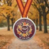 Medal featuring the words "Turkey Thomas" for the Turkey Trots 5K event.