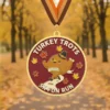 Medal featuring the text "Turkey Trots Skunk Run" for the Turkey Trots 5K event.