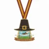 Medal featuring a pilgrim hat, celebrating participation in a Turkey Trots fun run event.
