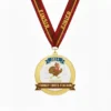 Fun run medal inscribed with "Turkey Thanksgiving Fun Run," commemorating a festive Turkey Trot race.