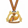 Fun Turkey Trots medal featuring a turkey and fruit design, celebrating a festive running event.