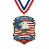 Medal featuring the words "Veterans 5K" and "Service and Sacrifice" honoring veteran participants in the race.