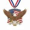Medal featuring an eagle and American flag, awarded for the Veterans 5K event.