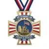 Medal featuring the words "Veterans' 5K Service and Sacrifice," honoring participants of the Veterans 5K event.
