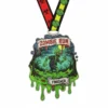 A finisher medal inscribed with "Zombie Run Finisher," showcasing a unique design for participants.