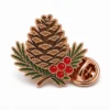 Berry Pine Cone Pin soft enamel pin with raised metal outlines, flat enamel color sections, connected badge details, and a butterfly clutch on a white background.