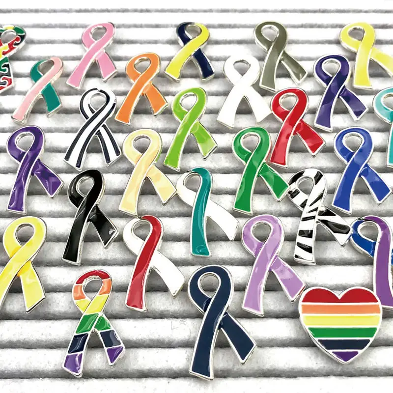 insignias personalizadas con el lazo de concienciación en diferentes colores